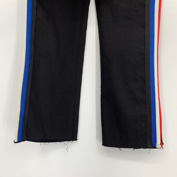 Pam & Gela Cropped Flare with Classic Stripe, Black Side Stripe Kick Flare Jeans - Picture 7 of 12